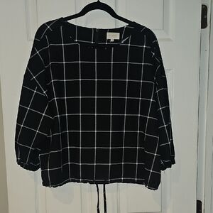 MELLODAY Black and White Checkered Blouse